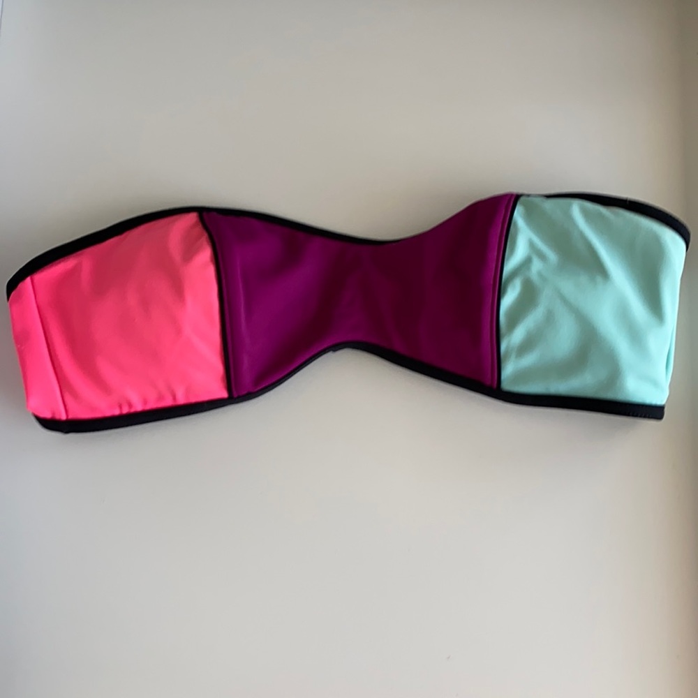 PINK multicolor bandeau bikini top
